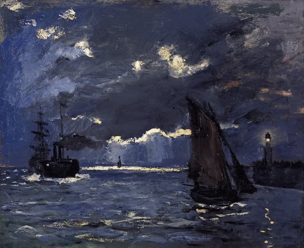 A Seascape, Shipping by Moonlight (1864)